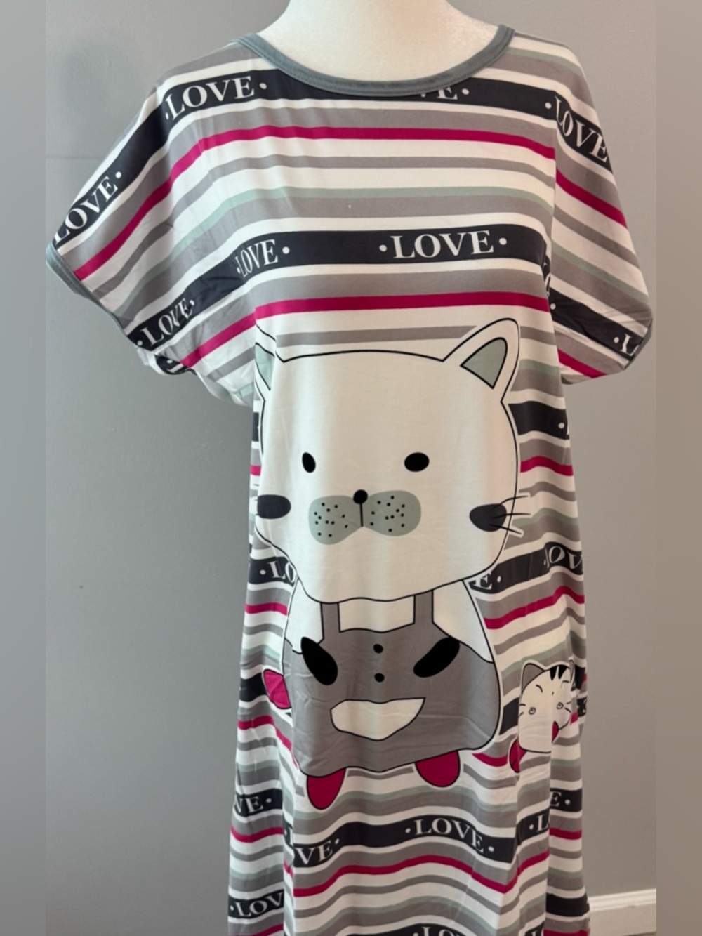 Women’s Nightgown Pajamas Short Sleeve Soft Dress Sleepwear New Gray M L XL XXL